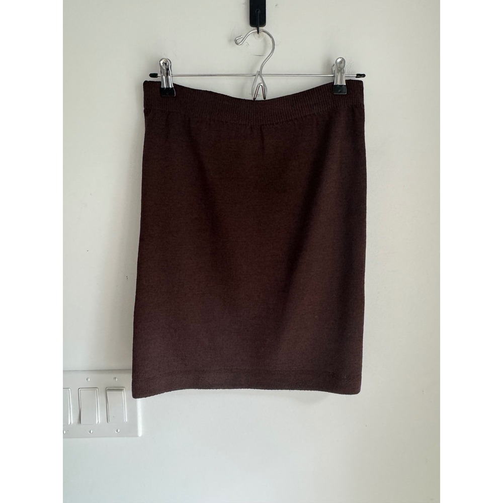 St. John Collection Marie Gray Brown Santana Knit Straight Skirt Size 4 USA
